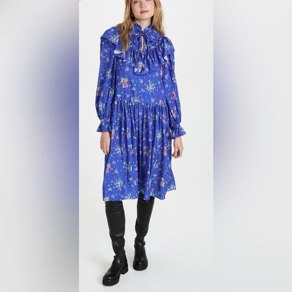 Andersson Bell Flower Bear Print Ruffle Dress NWOT Small $497 Sold Out - Picture 1 of 7